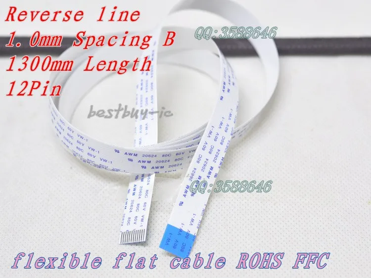 1.0 mm Spațiere +1300 mm Lungime +12PinB / Reverse linia de sârmă Moale FFC Flexibil Cablu Plat. 12P*1.0 B*1300mm0