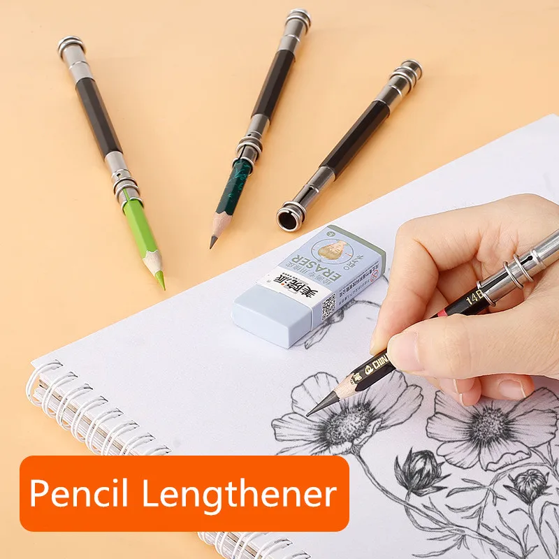100buc Creion lengthener Metal dublu încheiat schiță creion prelungirea 13 cm CREION-SUPORT din oțel inoxidabil caz creion0