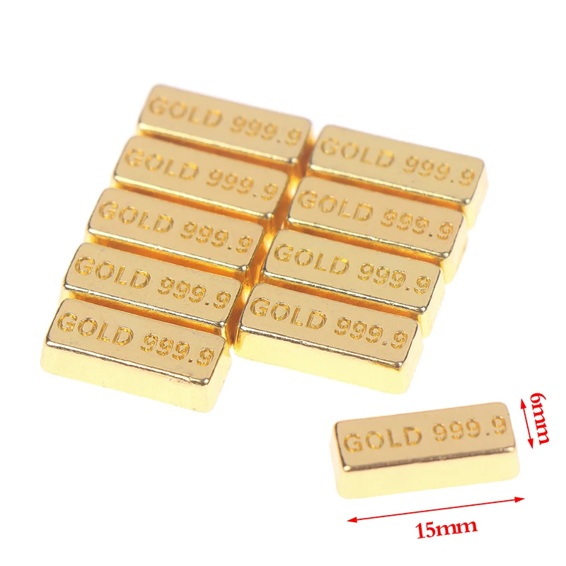 10buc/set 1:12 casă de Păpuși în Miniatură Lingouri de Aur de Monede Model de Casă de Păpuși Jucării0