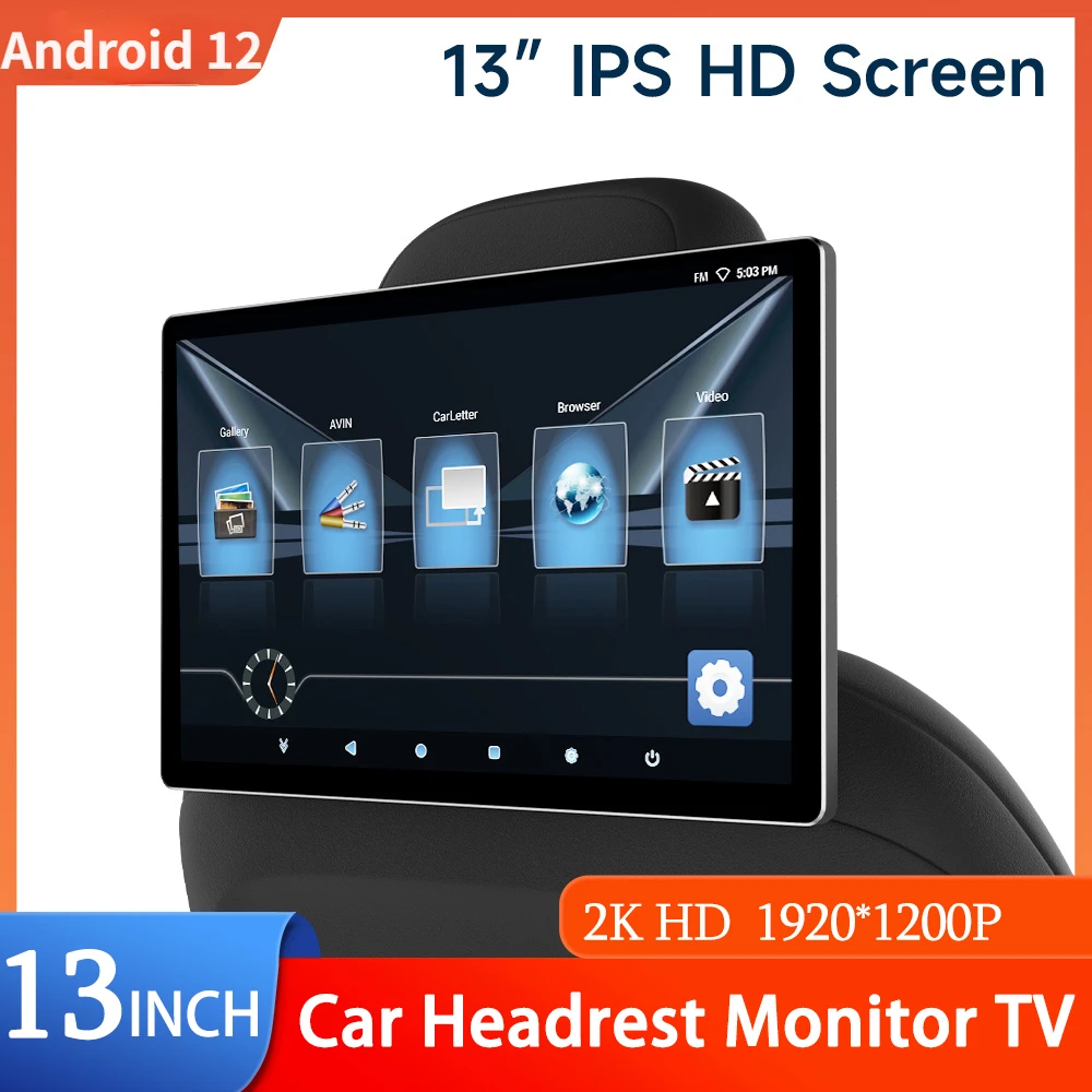 13 inch Android 12 2+32G Auto Tetiera Monitor IPS Tabletă cu Ecran Tactil Pentru Masina Scaunul din Spate Video Music TV Player cu Intrare HDMI0