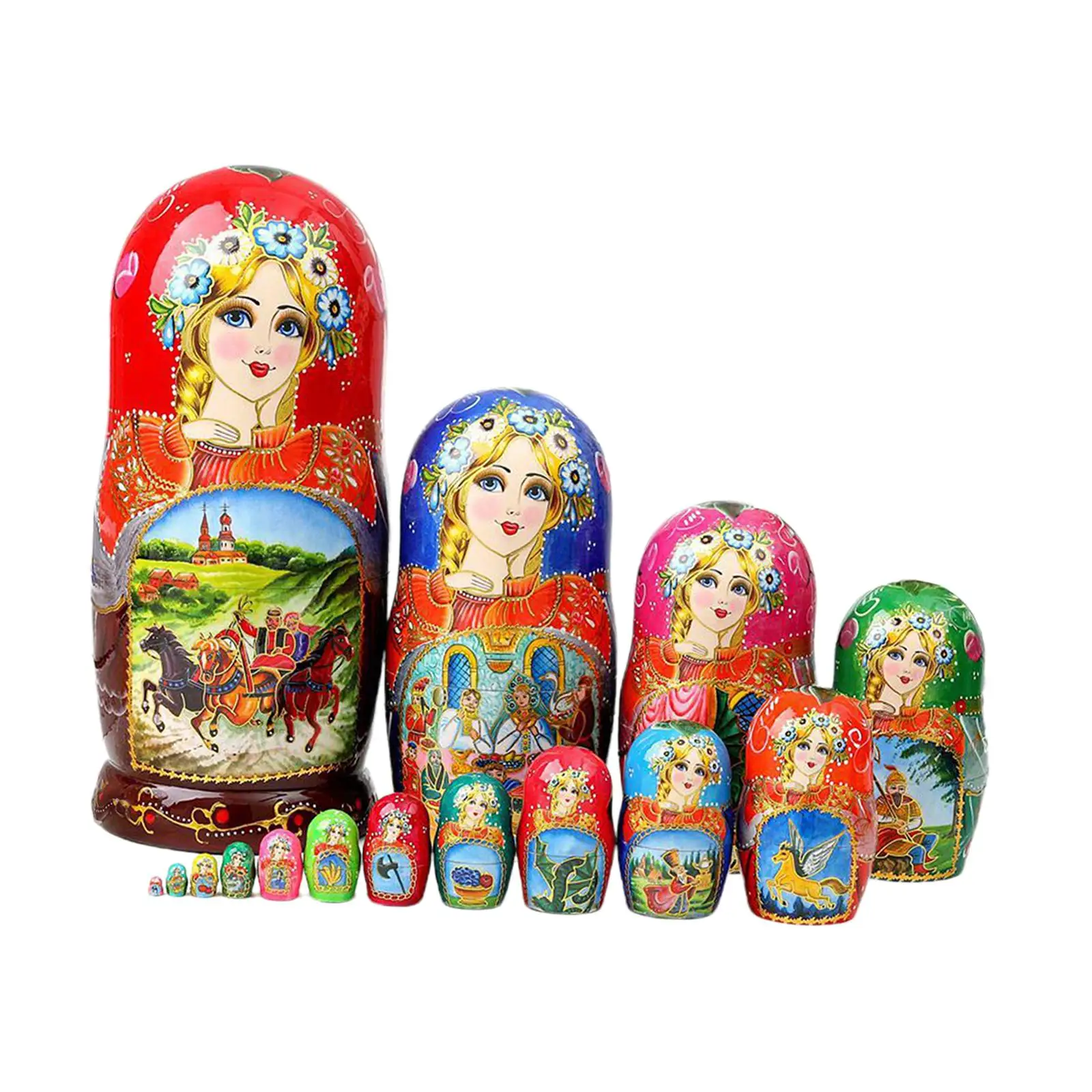 15x Manual rusești Matrioșka matryoshka Masă Decor Decor Petrecere Sac de Jucării din Lemn Stivuire Papusa0