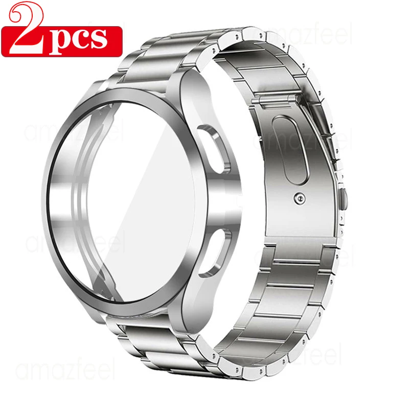 2 buc Curea de Metal +TPU Caz Protector pentru Samsung Galaxy Watch 6 5 4 40mm 44mm Active 2 Trupa Cover Galaxy Watch 6 Clasic 43/47mm0