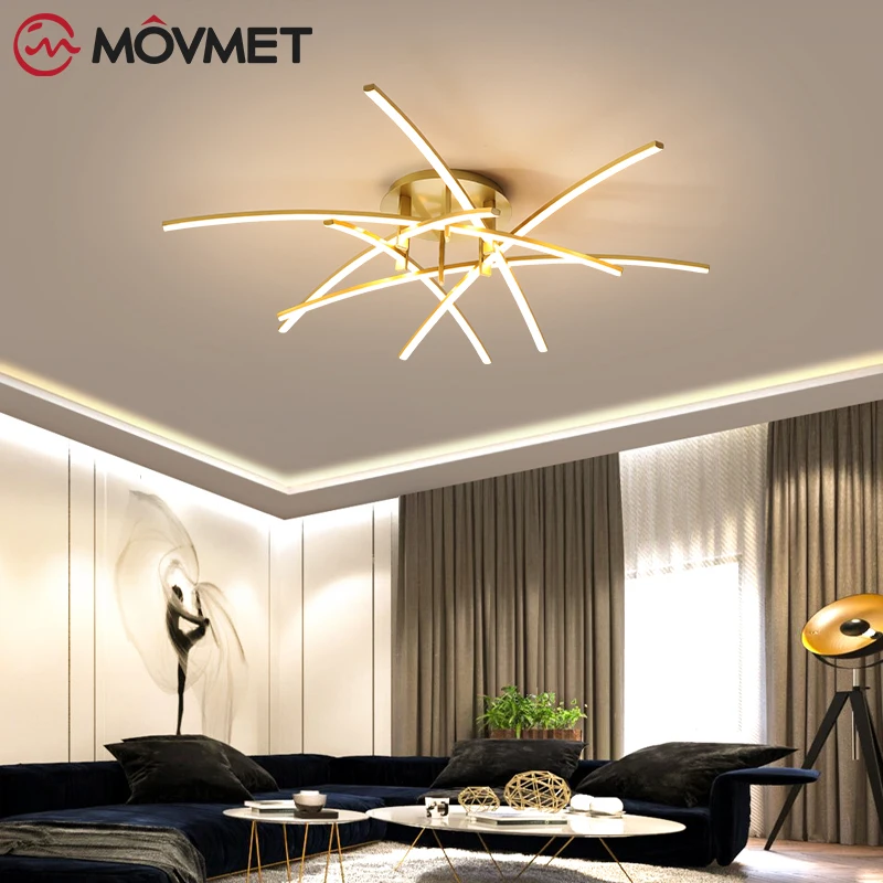 2021 Moderne LED Lampă de Plafon Pictat de Aur Cu Metal Acrilic Pentru Living Studiu Dormitor Interior Alb Mat Iluminat Acasă0
