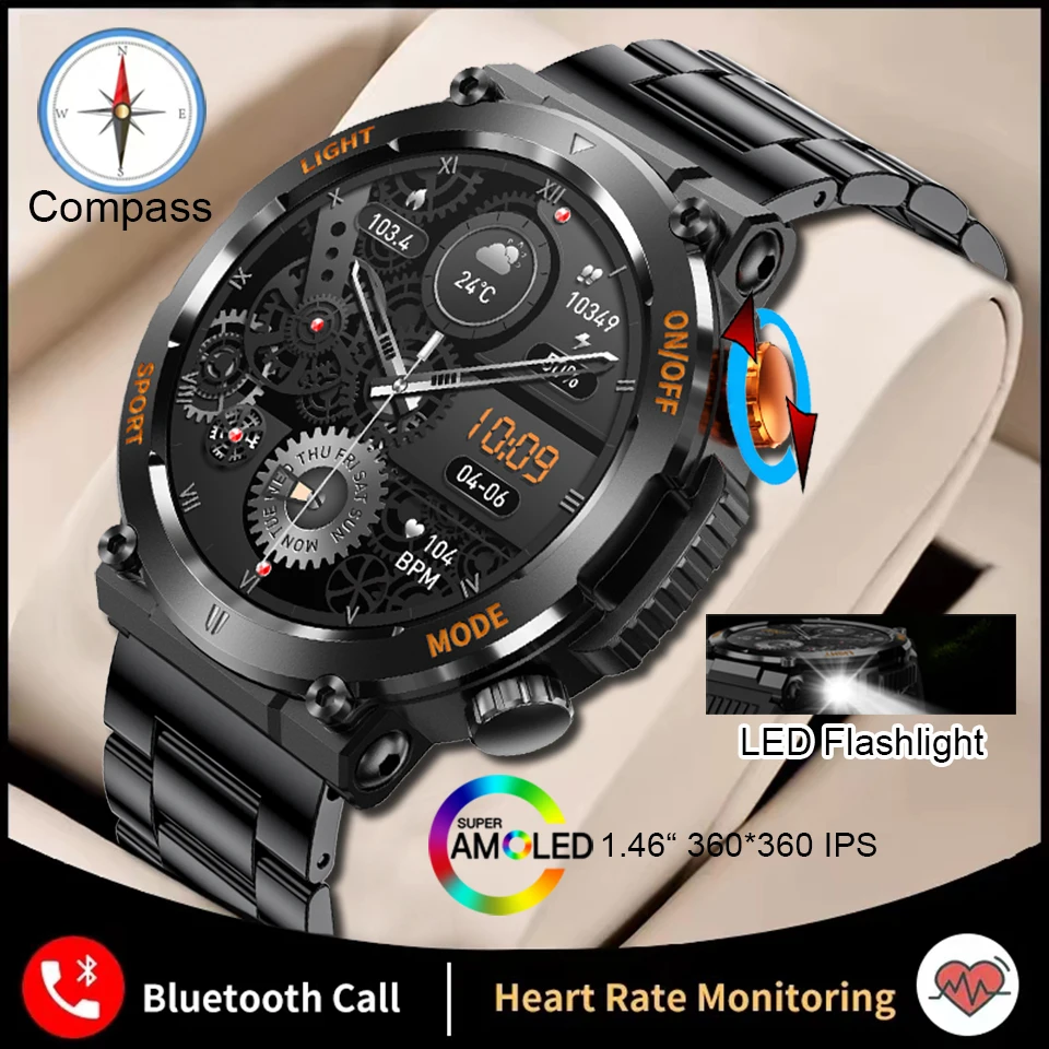 2023 Nou în aer liber smartwatch pentru bărbați BT Apel 1.46 inch busola monitor de ritm Cardiac somn tracker ceasuri 123+ modul sport Ceas Barbati0