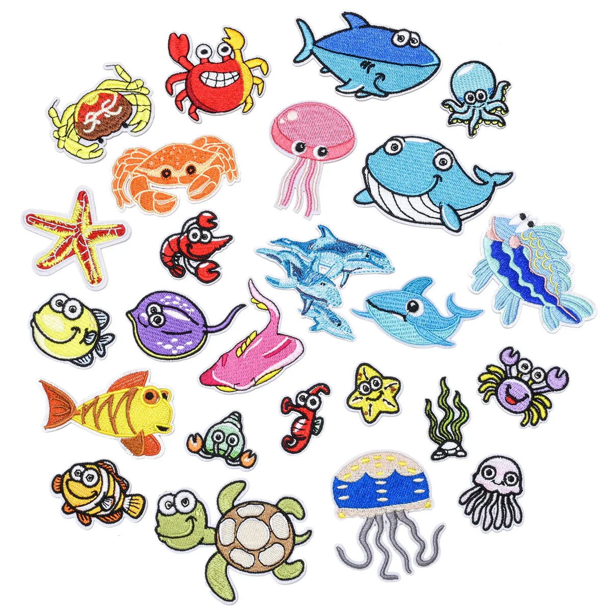 25Pcs de Desene animate de animale Marine de Călcat Patch-uri Brodate Pentru Coase pe DIY Blugi Pălărie Autocolant Copil Haine de Fier pe Patch Aplicatiile0