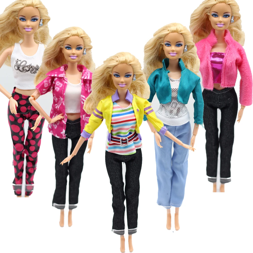5sets haine Pentru 1/6 Barbie Papusa Pantaloni de Moda Tinuta Bluza Pantaloni Haine eg0180