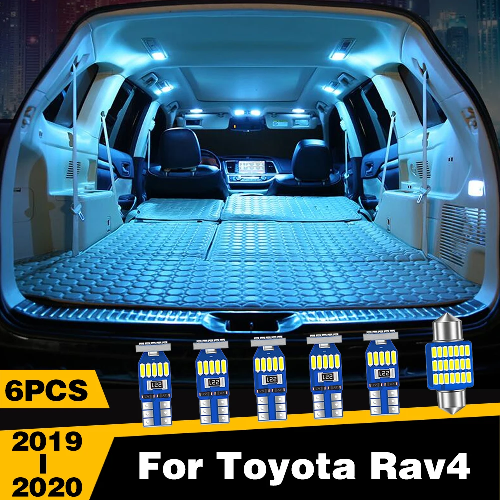 6 Buc LED-uri Auto Styling Interior Dome Lectură Acoperiș de Lumină Lampă de Gheață Alb-Albastru Decorare Auto Accesorii Pentru Toyota Rav4 2019 20200