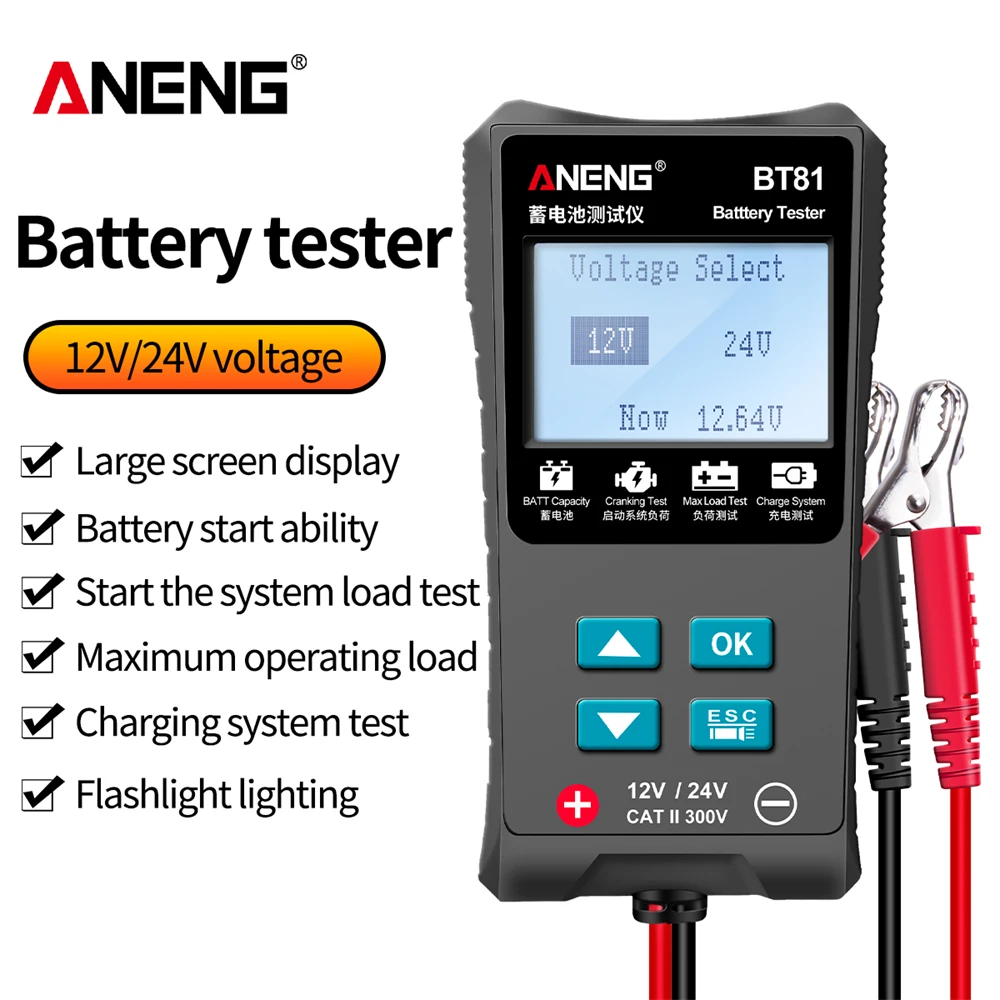 ANENG BT81 Auto Tester Baterie 12V/24V 100 la 1700CCA Pornire Încărcare Circuit Tester Baterie Analizor de 12/24 Volți Baterie de Instrumente0