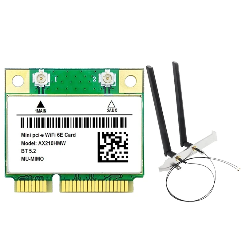 AX210HMW placa Wifi Cu Antena Wifi 6E Mini PCI-E AX210 802.11 Ax/Ac, 2.4 G/5G/6Ghz BT5.2 Adaptor Wireless Pentru Laptop0
