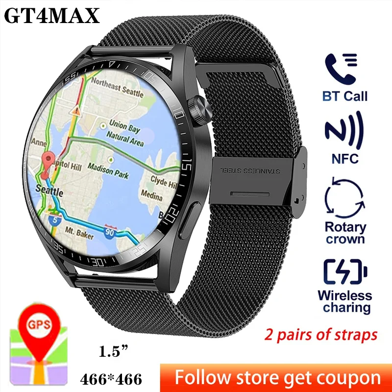 Aplicabile pentru Huawei ceas cu GPS GT4MAX bărbați ceas inteligent de 1,5 inch ecran full touch de apelare Bluetooth NFC control acces 2023 noi0