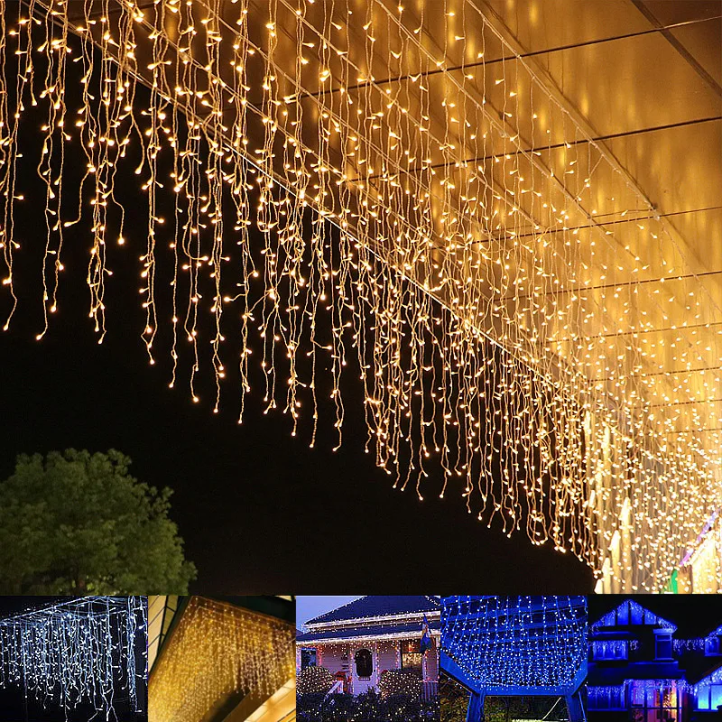 Crăciun Ghirlanda LED-uri Cortina Sloi de gheață Șir de Iluminat 4M/8M/12M/16M//20M Vacanta de Iluminat Ofili De 0,4-0,6 M în aer liber Strada de Decor0
