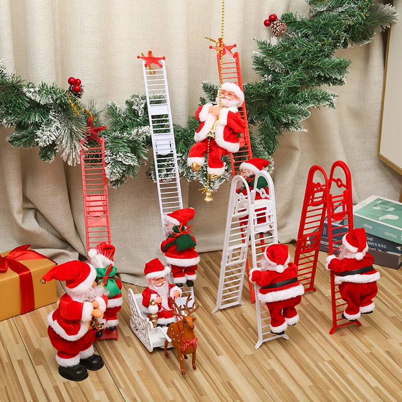 Decor De Crăciun Electric Scara Moș Crăciun Alpinism Margele Pom De Crăciun Agățat Ornamente De Perete Decor Petrecere Copii0