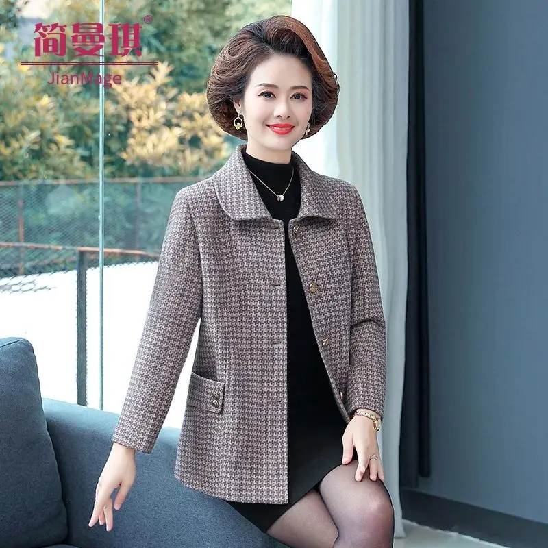 Epocă De Varsta Mijlocie Femei De Primavara Toamna Subțire Elegant Casual Cu Maneci Lungi Sacou Haine De Sex Feminin Coreeană Carouri Costum De Îmbrăcăminte Exterioară A1150
