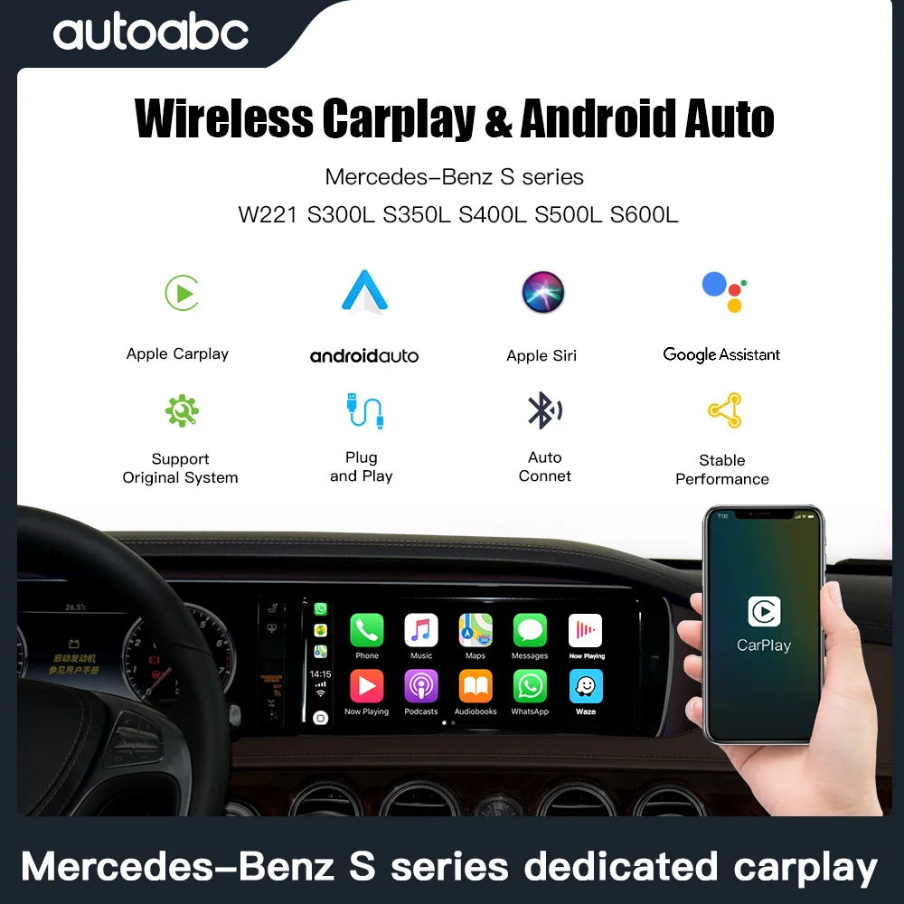 Fără Fir Android Carplay pentru Mercedes Benz S-Series W221S300LS350LS4S5LS6L Mirror Link AirPlay Reverse Mirror Link AirPlay0