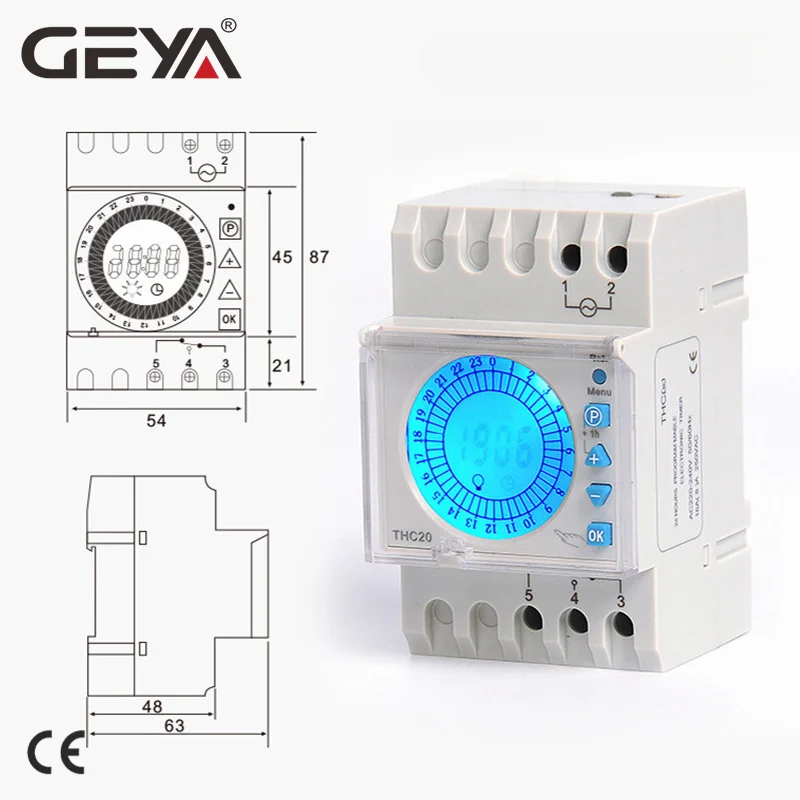 GEYA 24 de Ore, Timp Programabil de Control Comutator 20A AC220V cu Mare LED Lumina Sceen Daylight Saving Timer Electronic THC-20-1C0