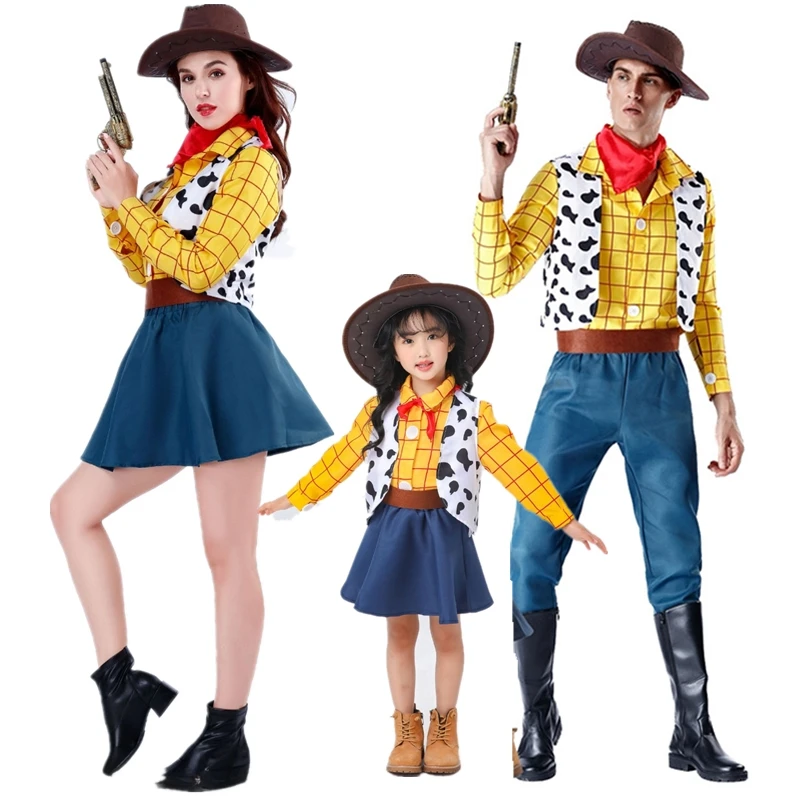 Halloween Cosplay Costum Toy Story Woody Cuplu Costum Cowboy Vest Bărbați și Femei Partid Etapă Purta Anime Cosplay0