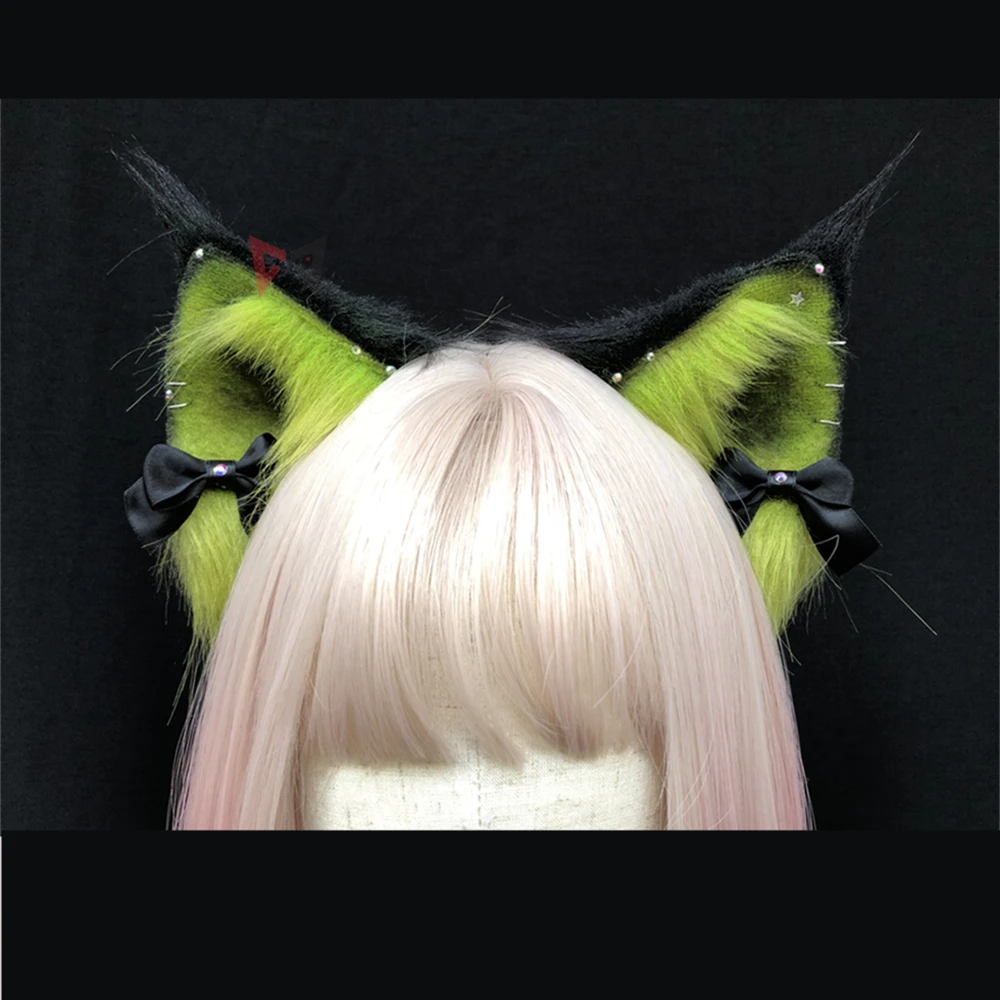 Halloween Serie Negru, Verde, Urechi de Pisică Cerc Păr Pălării Făcute de Mână de Lucru Pentru KC Cosplay Costum pentru Petrecerea de Accesorii Personalizate0