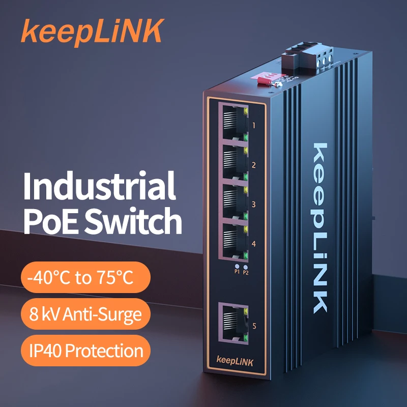 Industrial PoE Switch 5 Port Unmanaged Rețea Ethernet Gigabit IP40 Șină DIN0