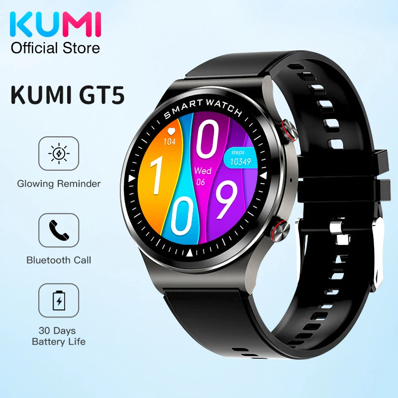 KUMI GT5 Ceas Inteligent Bluetooth Apel IP68 Viața Impermeabil Rata de Inima Tensiunii Arteriale de Oxigen din Sange de Monitorizare de 30 de Zile de Viață a Bateriei0