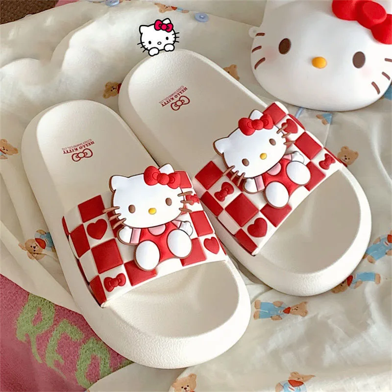 Kawaii Sanrio Hello Kitty Lucruri Cinnamoroll Kuromi Drăguț De Vară Papuci De Casă Desene Animate Non-Alunecare De Sandale Fete Anime Cadou Jucarii Copii0