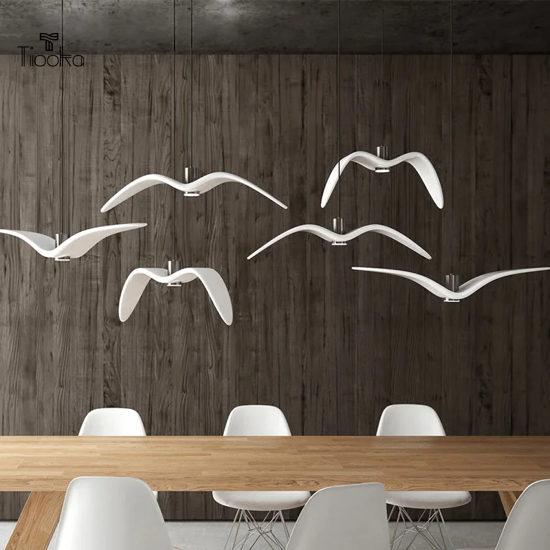Kobuc Nordic Pescăruș Design Rășină Pandantiv Cu Led-Uri De Lumină Pentru Bar/Bucatarie Păsări Acrilice Luciu De Suspensie Plafon Iluminat De Lumina0