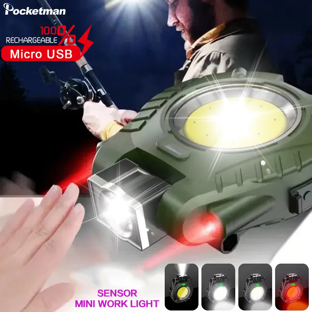 LED+COB Breloc Lanterna Tip C Portabil Reîncărcabilă Lumina de Lucru Magnetic Pălărie Clip Lumini Impermeabil Buzunar Felinar Camping0