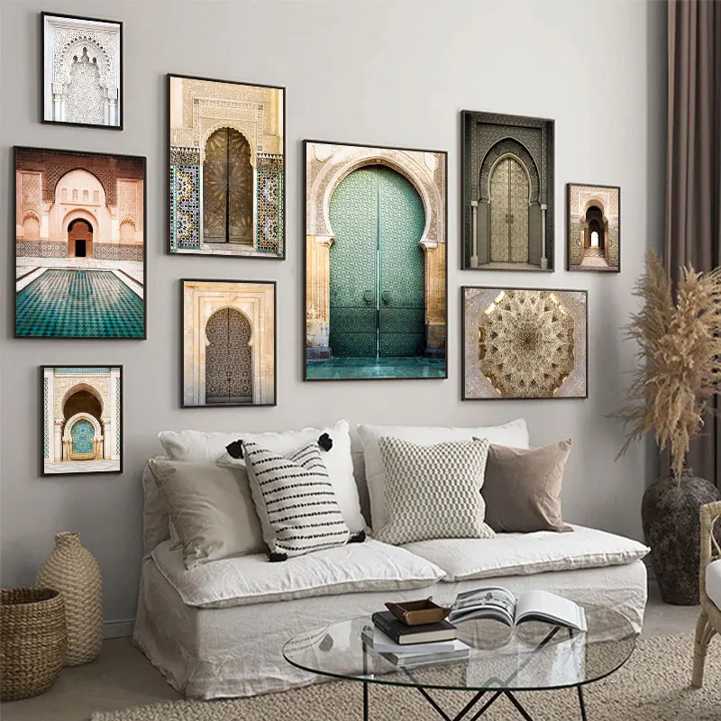 Maroc Ușa arabă Picturi Decorative Arhitectură Canvas Postere Islamic Perete Imagini de Artă Amprente pentru Living Decor Acasă0