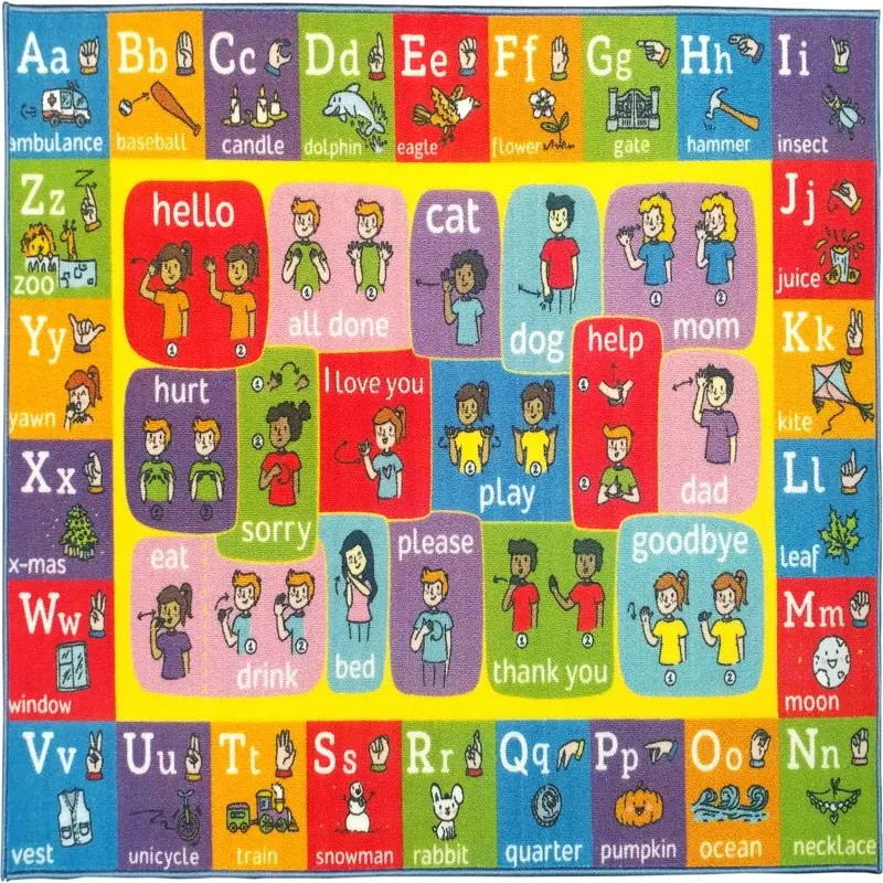Minunat și plin de culoare ABC Alfabet Limbajul Semnelor de Învățământ din Polipropilenă Copii, Zona Covor (3'3 x 4'7) pentru Învățarea Distracție și să S0