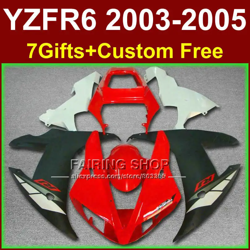 Montarea corpului piese pentru YAMAHA carenajele YZF R6 2003 2004 2005 ABS alb rosu negru carenaj kit r6 03 04 05 +7gifts K7FR0