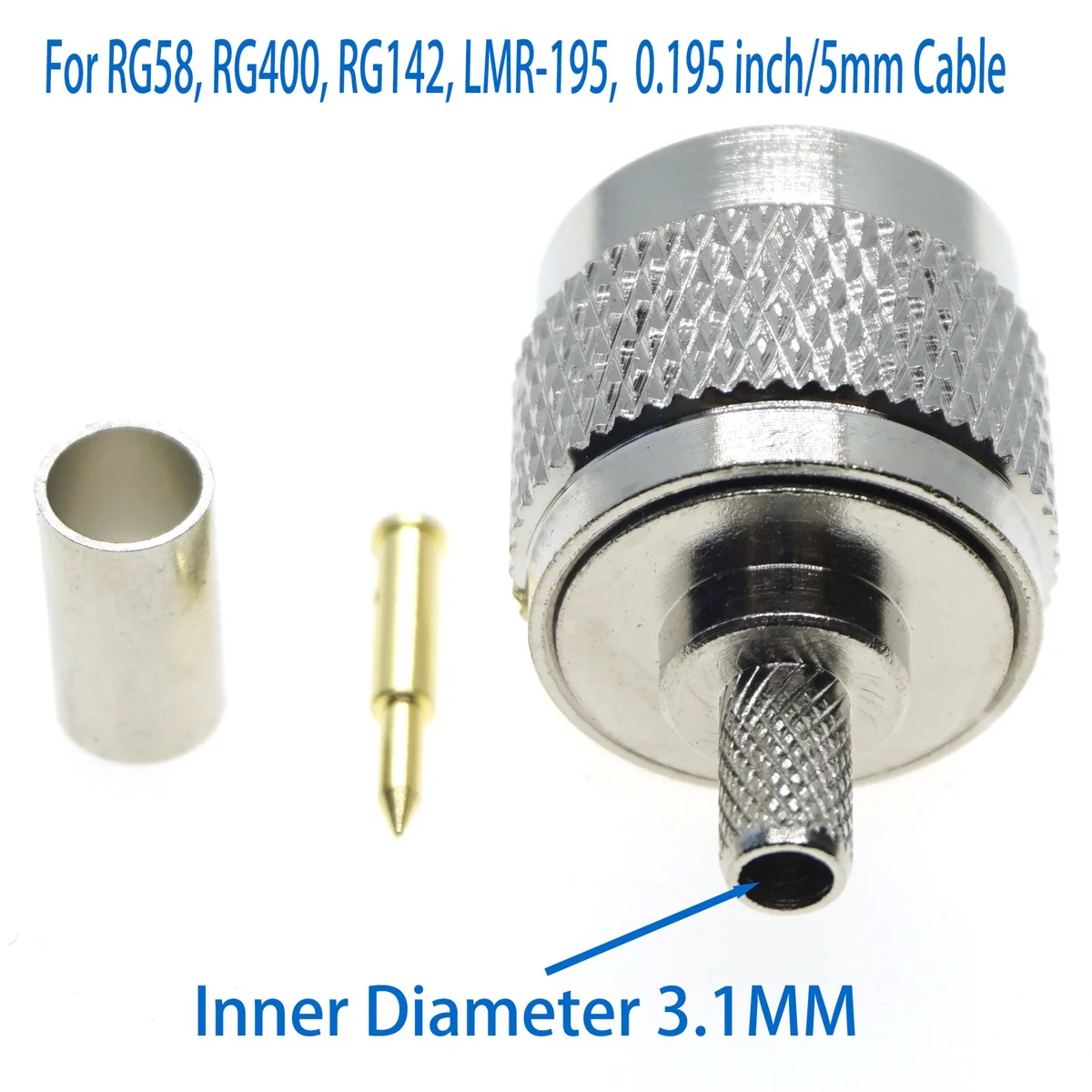 N Plug de sex Masculin sertizare, lipire RG58 RG142 LMR195 RG400 50-3 cablu Conector RF RF Coaxial sârmă de Cablu coaxial0