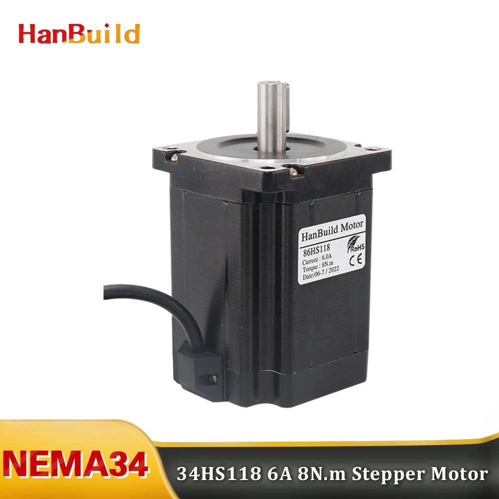 NEMA34 CNC motor pas cu pas 86X118mm d14mm baterie: ... 8N.m 6.0 O 86 Seria motor 34HS11860 pentru masina de gravura CNC cuplu mare0