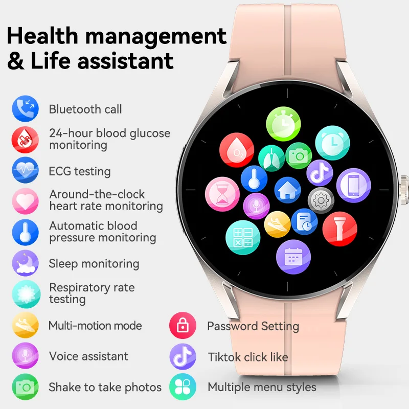 Noi Non-invazive de Glucoza din Sange Monitor ECG Ceas Inteligent Bărbați Femei apelare Bluetooth Smartwatch Sănătate Rata de Inima Ceasuri Inteligente Bărbați0
