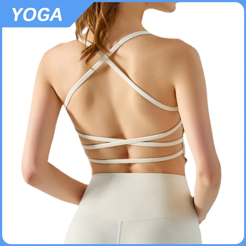 Noul Yoga Rezervor de Top Sutien de Sport Jumătate Fix Una Bucata Cana de Frumusete Sexy Spate Curea de Uscare Rapidă de Fitness de Top pentru Femei0