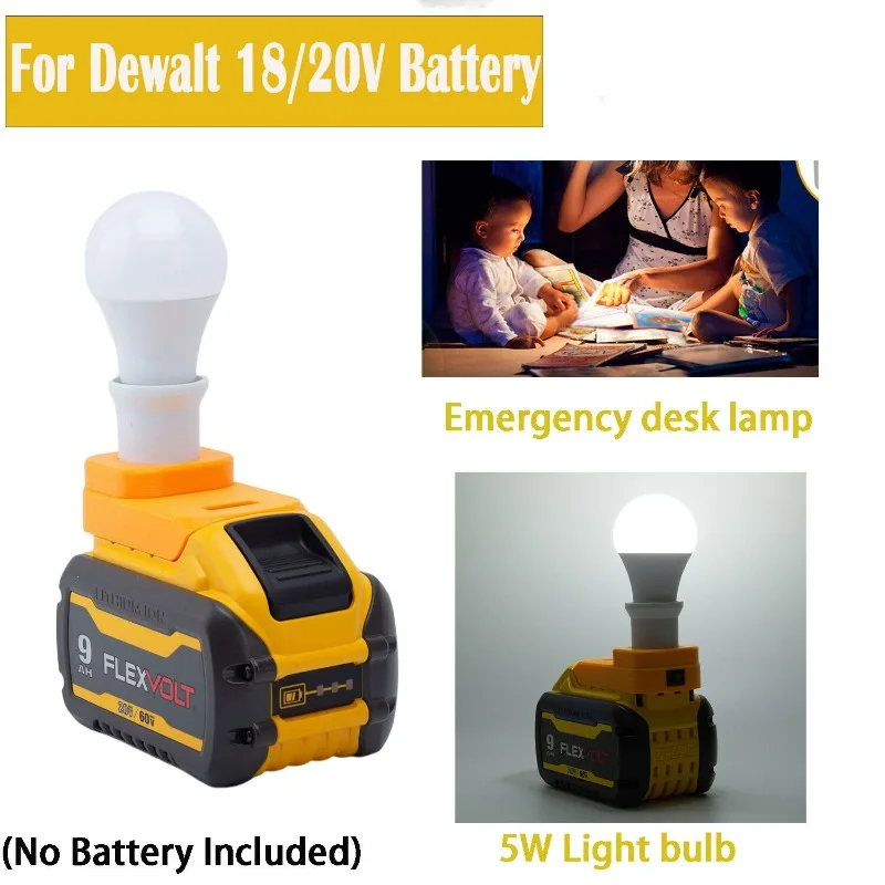 Pentru Dewalt 20V Baterie Li-ion Acumulator Portabil E27 Bec Lampa LED Pentru Interior Și în aer liber Lumina de Lucru (Nu includ baterie)0