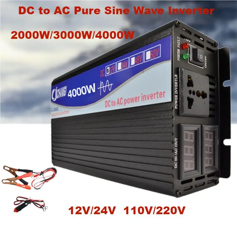 Pure Sine Wave Inverter DC 12v/24v AC 110V/220V 2000W 3000W 4000W Portabil Putere Banca Convertor Invertor Solar0