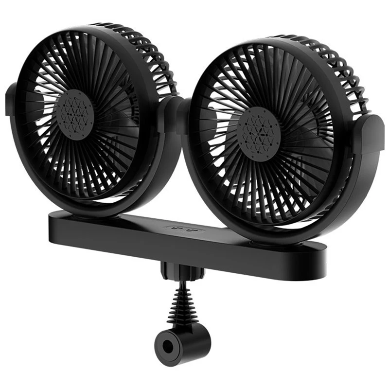 Scaun de masina din Spate a Ventilatorului de Răcire de Încărcare USB Dual Capul Fan 360 de Grade de Rotație Auto Tetiera Ventilator Gât Cooler Interior Masina0