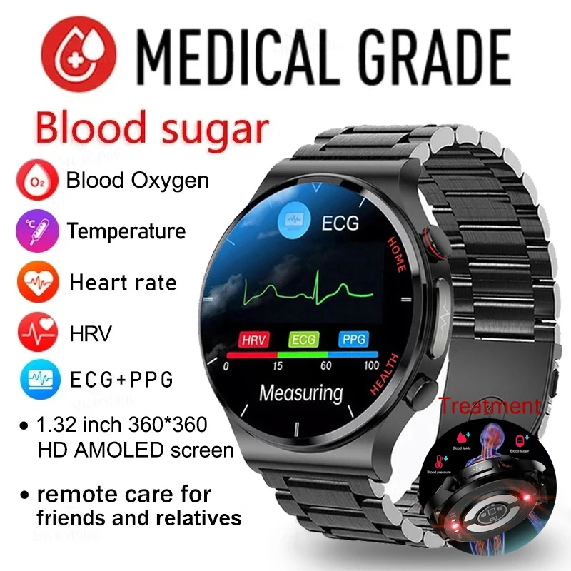 Sănătos de Zahăr din Sânge Ceas Inteligent Bărbați ECG+PPG Precis Temperatura Corpului Monitor de Ritm Cardiac Smartwatch HRV Tensiunii Arteriale Ceas 20230