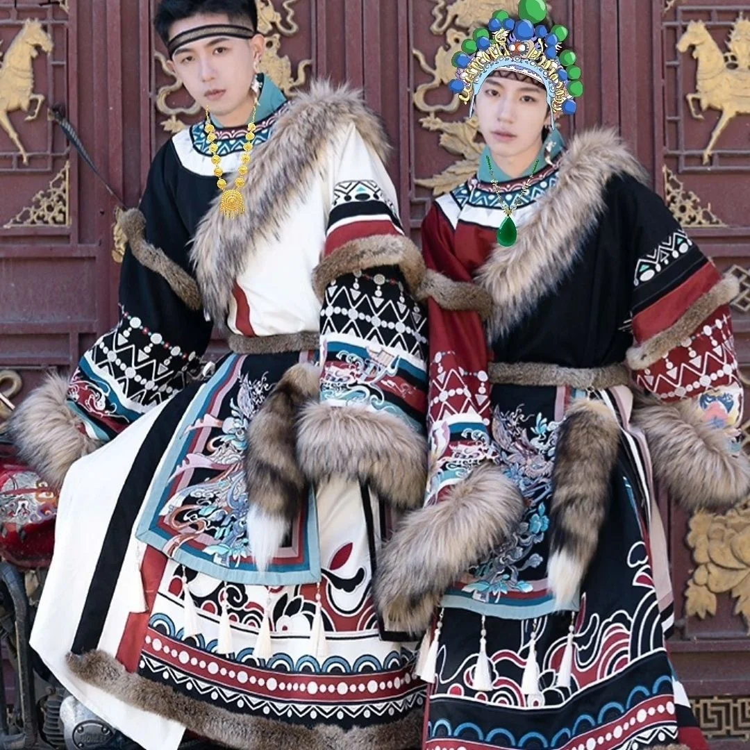 Tibetan Broderie Fotografie de Călătorie Îmbrăcăminte Hanfu Cuplu Stil Etnic Zhuoma cosplay costum haina de iarna0