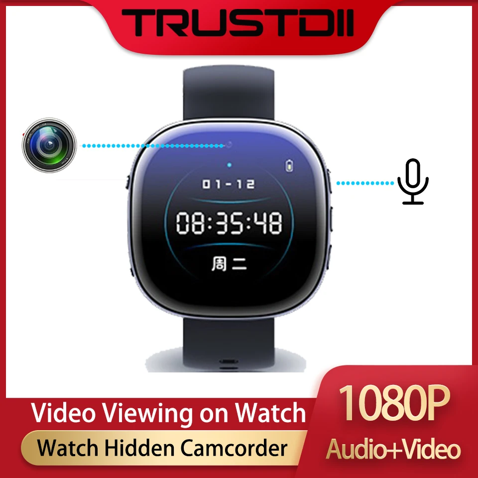 Trustdii HD 1080P Ceas Camera Foto Video Audio 3 in 1 Portable Sport Watch Video Portabil Camera Video Recorder0