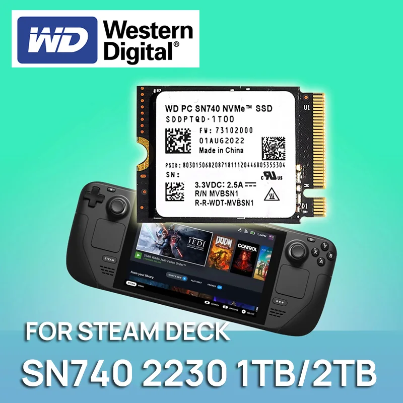 Western Digital SN740 2TB 1TB WD 2230 M. 2 NVMe PCIe 4.0 SSD pentru Abur pentru Punte Rog Aliat GPD Suprafață Laptop Tableta Mini PC0