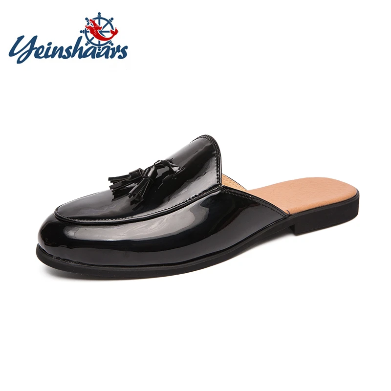 YEINSHAARS 2021 Brand de Lux din Piele de Brevet 38~46 Papuci Barbati Flip-Flops, Sandale Clasice Catâri Slide-uri în aer liber Om de Pantofi de lux0