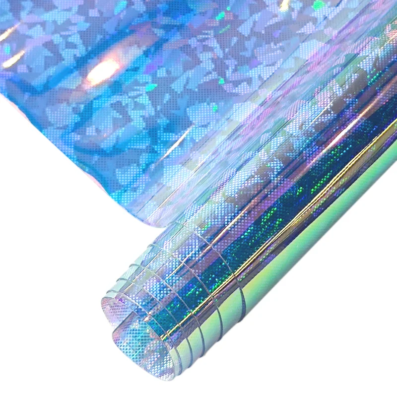 Zăbrele transparente din PVC super holografice transparente de vinil imitatie de piele foaie pentru DIY cercei arc sac de meserii DIY de producție0