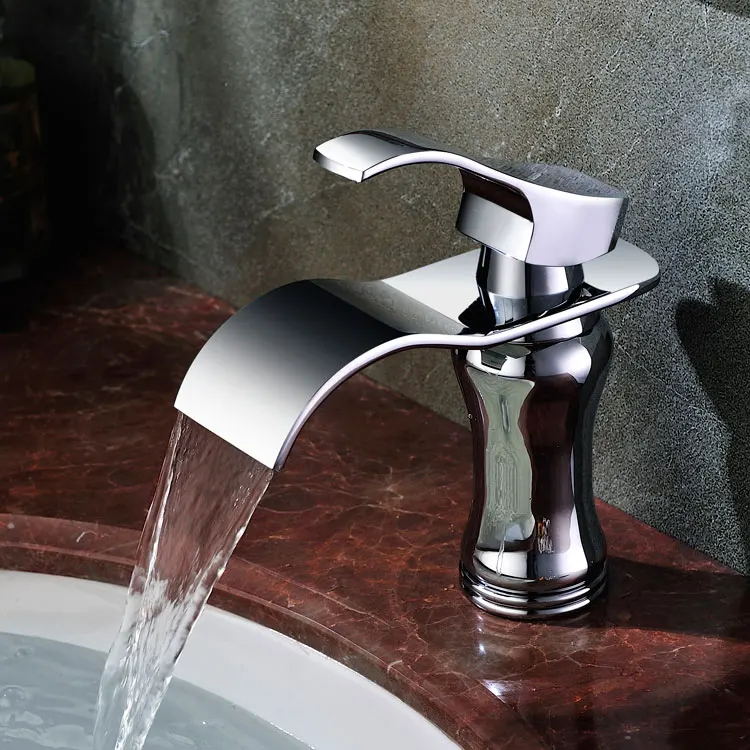 de lux solid din alama crom terminat cascada baie chiuveta de robinet bazin de apă Caldă și rece mixer robinet robinet--MD45760
