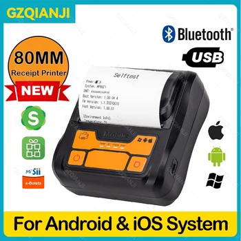 GZQIANJI 3inch 80mm Mini Primirea Imprimanta Termica Bluetooth Portabil POS Bill Printer Producator Role Hartie Suport PC, Android, IOS