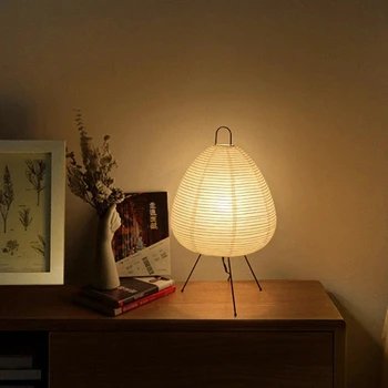 Stil japonez Trepied Hârtie de Orez Lampă de Masă Creative Simplu Felinar Dormitor Noptieră Retro Design de Artă Decorativă Lampa de Birou