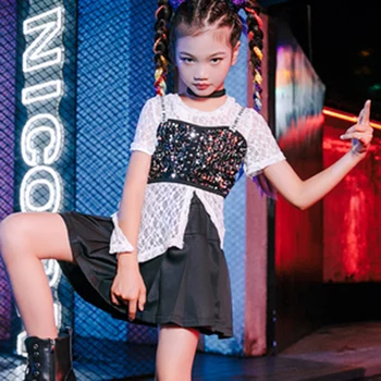 Copii dans jazz fata de moda cool de performanță costum pentru copii de dans hip-hop îmbrăcăminte