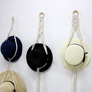 3-piesă de Boem suport palarie Handmade Sfoara Bumbac Țesute Pălărie Cuier Boem Femei pălărie Rack de Stocare de Perete Display Decorarea Camerei