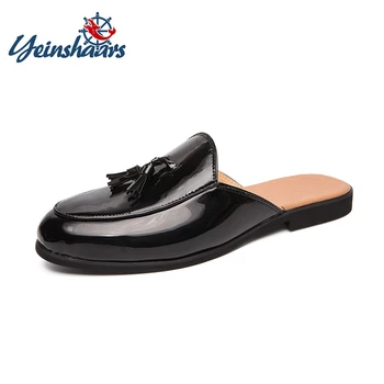 YEINSHAARS 2021 Brand de Lux din Piele de Brevet 38~46 Papuci Barbati Flip-Flops, Sandale Clasice Catâri Slide-uri în aer liber Om de Pantofi de lux