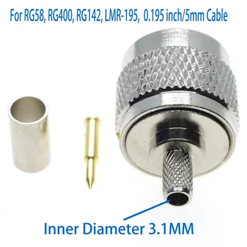 N Plug de sex Masculin sertizare, lipire RG58 RG142 LMR195 RG400 50-3 cablu Conector RF RF Coaxial sârmă de Cablu coaxial