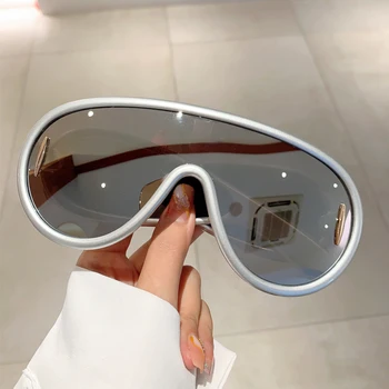 KAMMPT Supradimensionate Futurist ochelari de Soare Femei de Moda Monobloc Oglindă Ochelari de cal Nuante de Bărbați la Modă de Lux de Brand Design Punk Ochelari